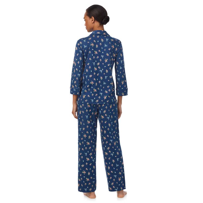 Lauren Ralph Lauren Cotton Knit 3/4 Sleeve Notch Collar Pajama Set image number 4